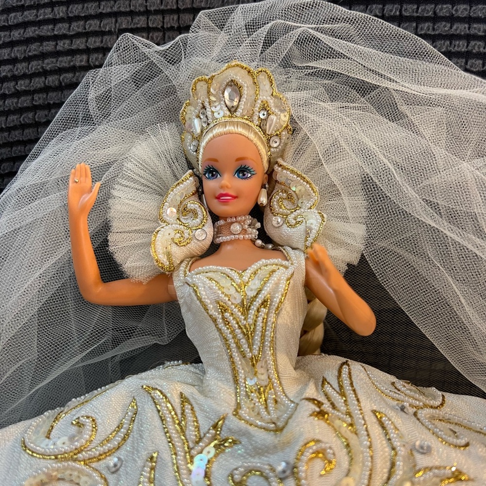 Elegant Doll with Gold and White Gown